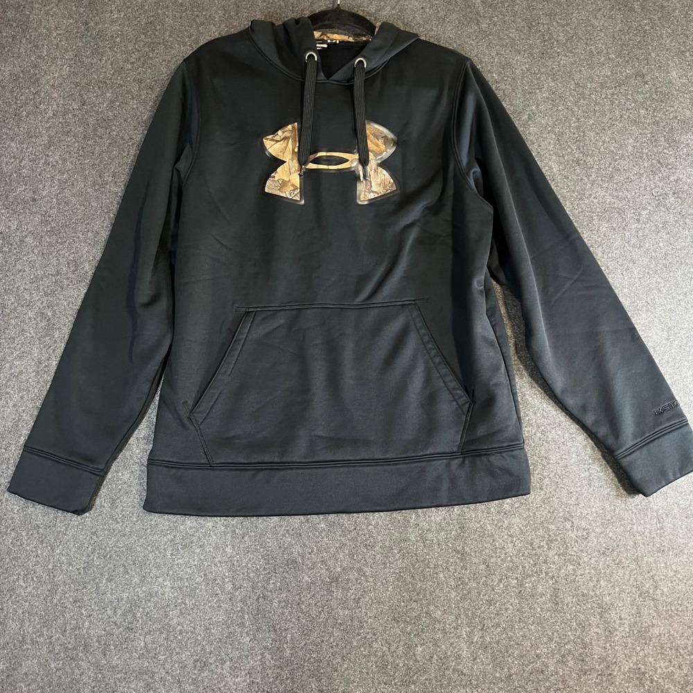 Under Armour Mens Storm Hoodie Black Camo Logo Pullover Sweatshirt Medium
